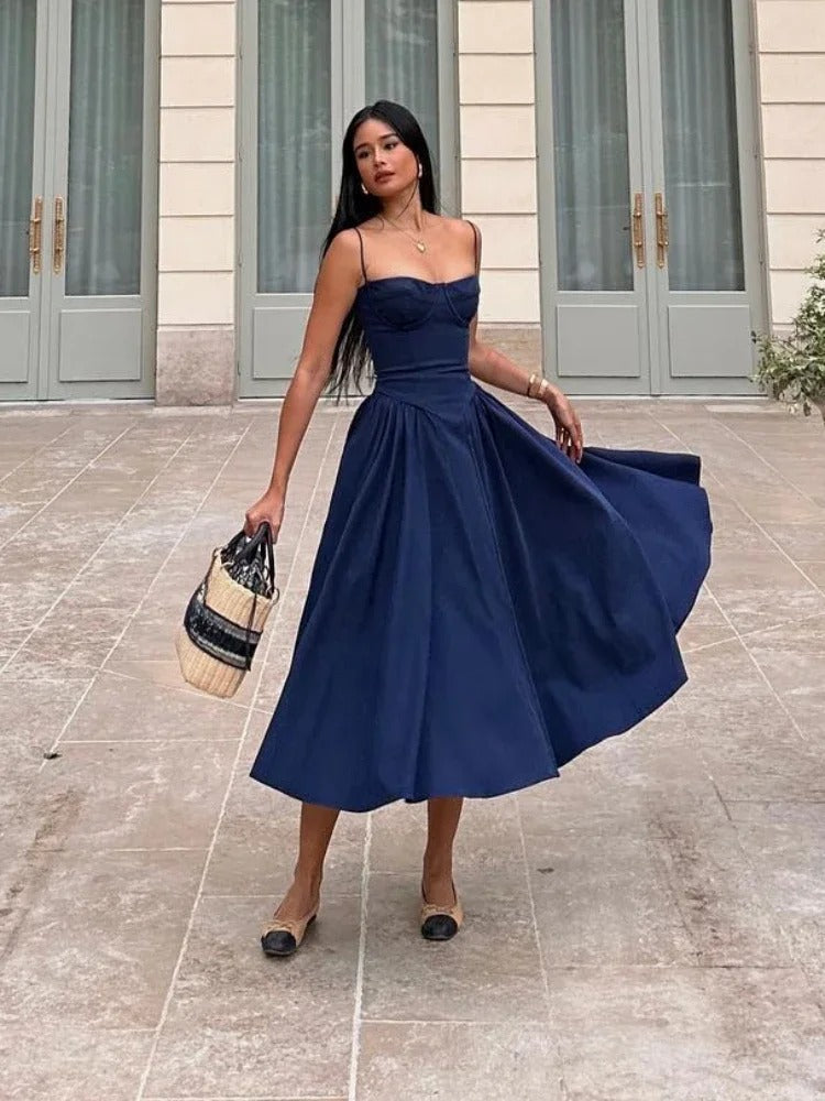Alika™ Elegant V-Neck Midi Dress