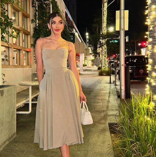 Alika™ Elegant V-Neck Midi Dress