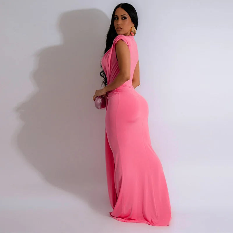 Alika™ Deep V-Neck Maxi Dress